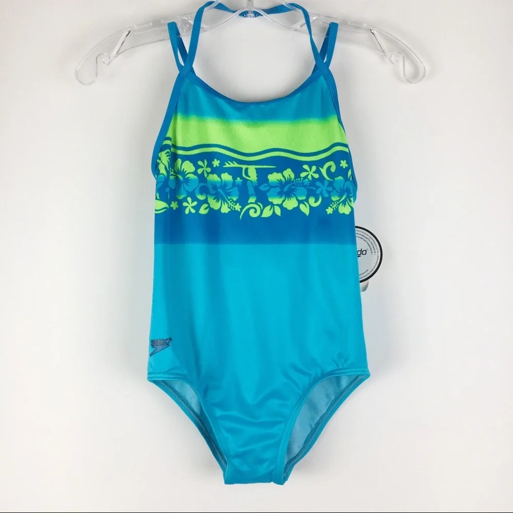 New Girls Blue Green‎ Speedo Swimsuit 14